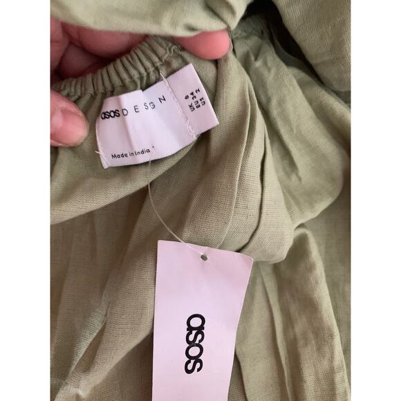 ASOS sage green scalloped edge dress size 2 new with tags cut out - Picture 9 of 11